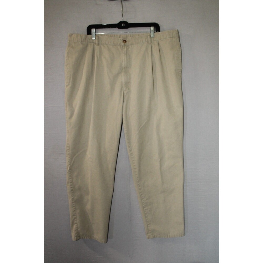Puritan Mens Beige Pleated Pants 44 x 32 Khaki Casual Work Vintage Loose
